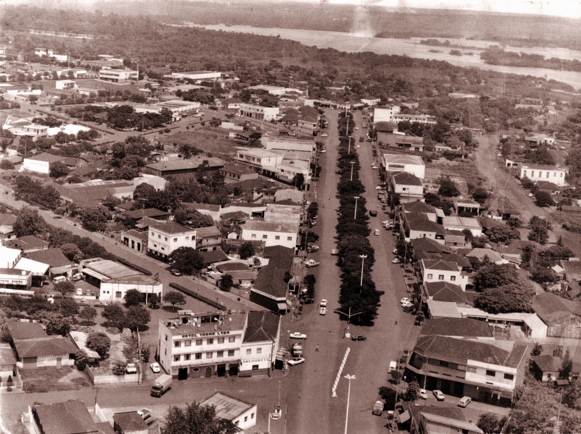 Vista aérea de Guaíra - Década de 1970